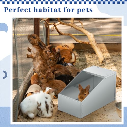 Maxcheck 2 Pcs Galvanized Metal Rabbit Nesting Box Bunny Small Animal Nest with Removable Acrylic Floor Durable Easy to Clean for Indoor Outdoor Use Rabbit Supplies (20 * 14 * 12 Inch) - size: 20"L x 14"W x 12"H