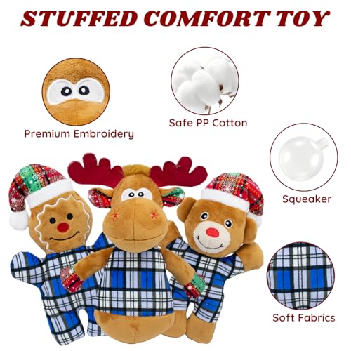 Christmas Dog Toys 5 Pack Blue Plush Squeaky Set with Santa Snowman Reindeer Bear Gingerbread Man for Small Large Medium Dogs for Gentle Play Easy Clean Not for Aggressive Chewers - style: Christmas 5 PACK
