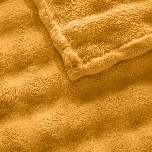 Yellow Throw Blanket for Couch, Soft Fluffy Bubble for Bed Sofa, Thick Warm Plush Fuzzy Rabbit Fur Blanket for Neutral Home Decor, 50"X 60" - color: Yellow, size: throw(50x60)