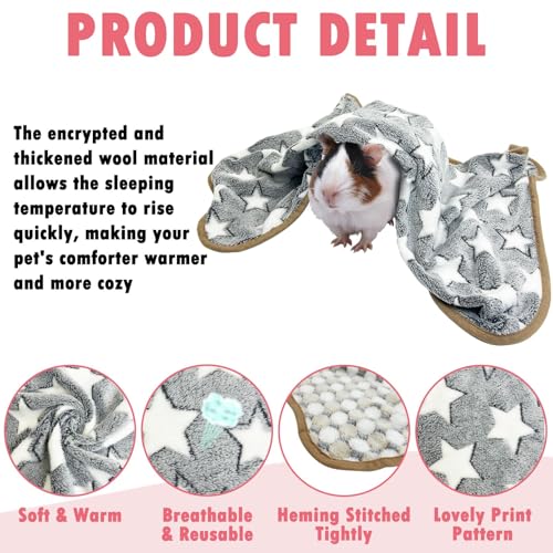 PINVNBY 6 PCS Guinea Pig Blankets Soft Fleece Bedding for Guinea Pigs Cage Washable & Reusable Small Animal Sleep Mat Pad for Hamster Ferret Chinchilla Hedgehog (24 x 16 Inch) - size: 24" x 16"(6 PCS)