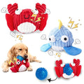 Squeak Dog Toys for Aggressive Chewers, No Stuffing Squeak Dog Chew Toys for Aggressive Chewers, Interactive Dog Toy Ball with Crinkle Paper for Medium Dogs, Large & Small Breeds (D-Crab+Whale) - color: D-Crab+Whale