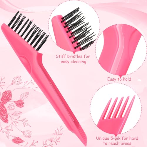 Yaomiao 2 Pcs Hair Brush Cleaner Tool 2-in-1, Pink and Purple Hairbrush Cleaner for Removing Hair Dust, Mini Comb for Removing Dirt, Home Salon Use - color: Pink, Purple