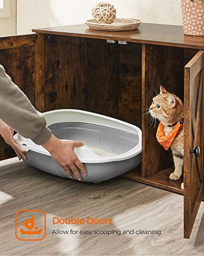 Feandrea Cat Litter Box Enclosure, Litter Box Furniture Hidden with Removable Divider, Indoor Cat House, End Table, 31.5 x 20.9 x 19.7 Inches, Rustic Brown UPCL002X01 - color: Rustic Brown, size: L (31.5"L x 20.9"W x 19.7"H)