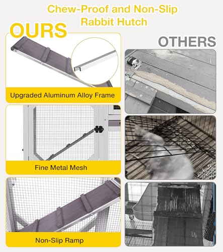 Aivituvin Rabbit Cage Indoor, 2-Story Bunny Cage with Leak-Proof Trays, Chew-Proof Wooden Rabbit Cage on Wheels for Small Pets (39.3" L x 22" W x 36.8" H) - Grey - color: Grey