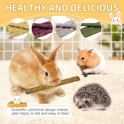 208Pcs Rabbit Chew Sticks, Guinea Pig Toys, Natural Timothy Hay Teeth Stick | Rabbit Bunny Chew Sticks Toys for Teeth Mixing Flowers, Roses, Calendula and Forget Me Not, Small Animals Treats - size: 208Pack-Set
