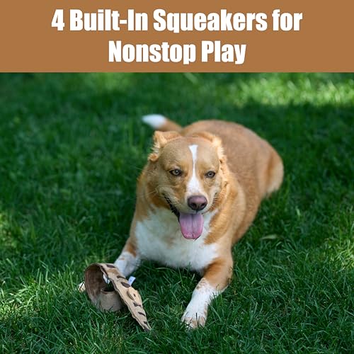 SPOT Skinneeez Leather Snake – 25in Stuffing-Free Dog Toy with Real Leather & 4 Squeakers, Durable Tug Toy for Light to Moderate Chewers, Great for Medium & Large Dogs - size: 25 Inch
