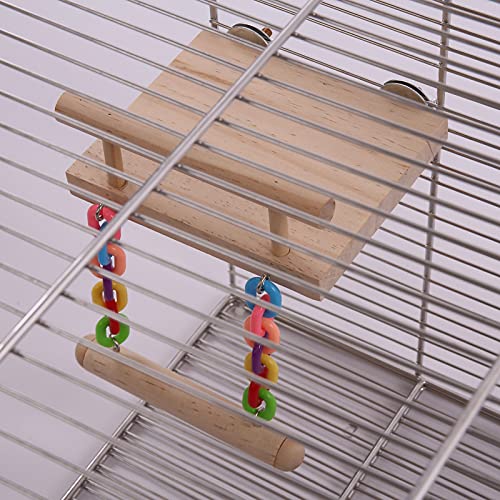 Parrot Climbing Ladder, Bird Wooden Playground with Climbing Ladder Stand, Parrot Play Stand, Bird Swing for Green Cheeks, Small Lovebirds, Goldens, Hamsters, Bird Cage Chew Toy Set (Multi-Colored)