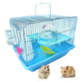 2-Tier Portable Hamster Cage and Habitats, Travel Metal Mouse Cages with Free Water Bottle, Houses and Exercise Wheel for Any Breed of Hamster and Small Animal (14.6x11.0x11.8inch Blue) - color: 【Blue】