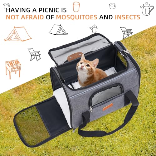 SMOUATOU Cat Carrier, Dog Carrier, Cat Bag Carrier, Cat Travel Carrier, Soft-Sided and Scratch-Proof mesh Cat Bag Pet Carriers, Travel Puppy Carry, Pet Home (Grey) - color: Grey
