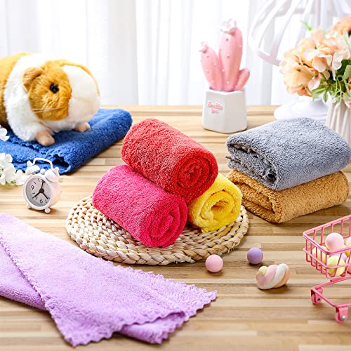 8 Piece Multi Animal Cage Liners Fleece Bedding Mats Warm Towels for Hamsters Rabbits Ferrets Hedgehogs by Guinea Pig Blankets (Multicolor, 11.8 x 11.8 Inch)