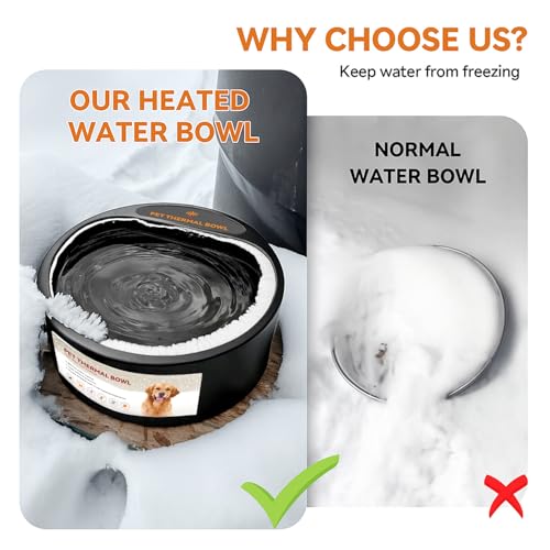 Outdoor Heated Water Bowl for Dogs Cats, 2.2L Winter Heating Dog Water Bowl Smart Thermal for Outdoor Chickens Rabbits Birds, Black, Winter Clearance 2026, Limited Stock - size: 2.2L(Black)