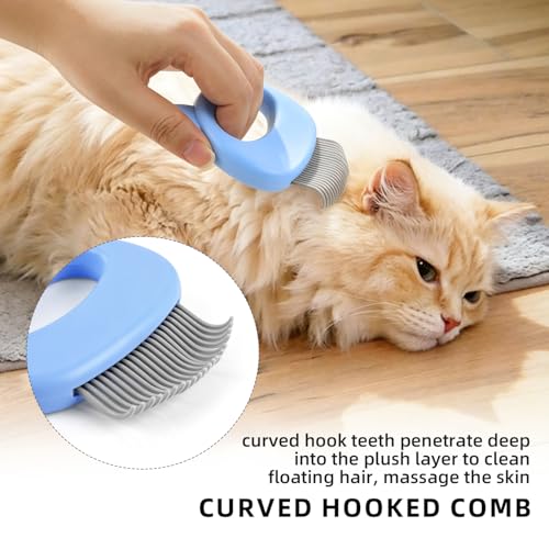 1 Pcs Pet Hair Removal Massaging Shell Comb Soft Deshedding Brush Grooming Tool for Long Short Hair Cat Dog Rabbit (Blue) - color: Blue