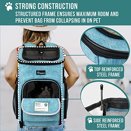 PetAmi Dog Backpack Carrier, Airline Approved 4-Way Entry Cat Backpack Carrier, Ventilated Mesh, Collapsible Pet Carrier for Small Puppy, Kitten, Hiking, Travel Car, Vet, up to 18 lbs, Turquoise - color: Turquoise