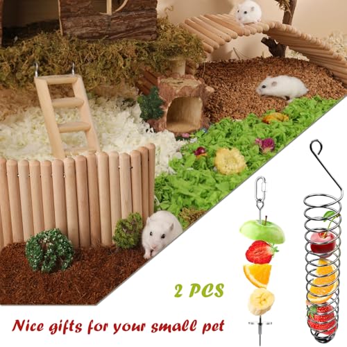 2PCS Rat Enrichment Foraging Toys, Stainless Steel Vegetable Skewer | Foraging Hanging Feed Tool for Hamster Rodents Bird Parrots, Fancy Mice Cage Accessories Puzzle Toy Slow Feeder