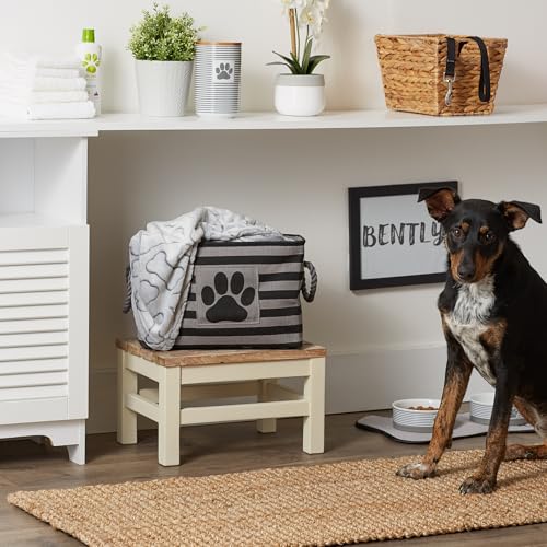 Bone Dry Pet Storage Collection Striped Paw Patch Bin, Black, Small Rectangle - color: Black, size: Small Rectangle