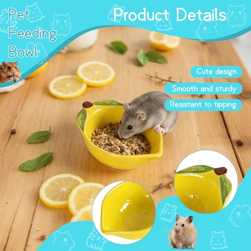 Small Guinea Pig Food Bowl Cute Ceramic Hamster Water Bowl Ferret Rat Chinchilla Rabbit Feeding Dish Young Animal Feeder (Lemon Yellow) - color: Lemon Yellow
