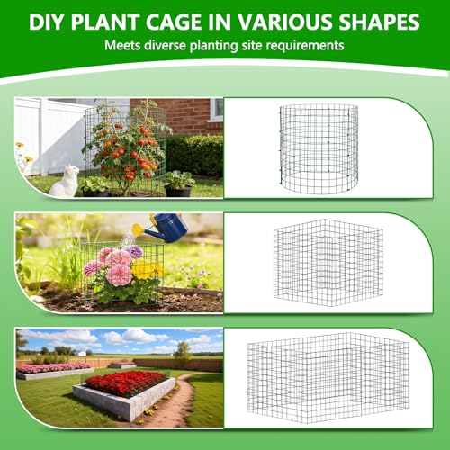 10 Pack 12x14 Inch Plant Cages, Metal Garden Protector from Animals | Garden Cloche, Plant Guard Barrier, Stakes & Zip Ties, Rabbit Squirrel Protection, Seedlings, Herbs, Vegetable Garden Beds - color: 10 Pack, size: 12x14 IN