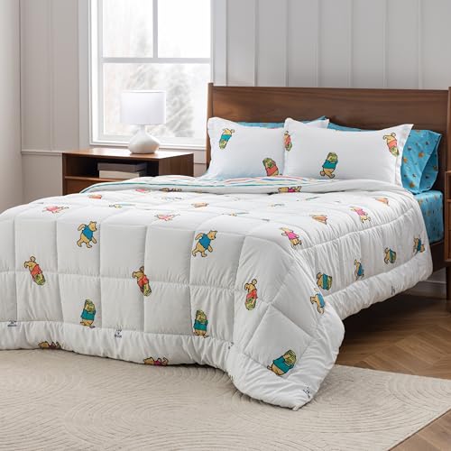 Berkshire LIG Printed Reversible Microfiber Comforter Set–7-Piece, Ultra Soft All-Season Bedding, Wrinkle & Fade Resistant, Full, Dancing White - color: Dancing White, size: Full