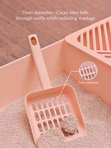 Cat Litter Scooper with Caddy Holder, Cat Scooper for Litter Box with Stand, A Nice Addition to cat Litter Tray Box, Store The cat Litter Scoop When not in use, Modern, Durable and Cute -Light Pink - color: S-Pink