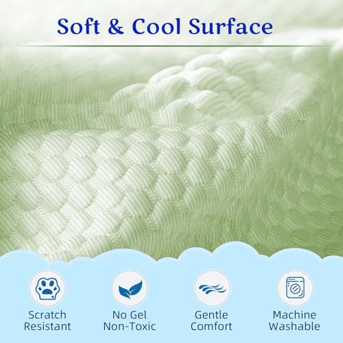 Mora Pets Dog Cooling Mat Instant Self Cooling Pad for Dogs & Cats Breathable Washable Summer Pet Cool Mat Indoor Outdoor, Cold Blanket for Floor Crate Car Travel Use Non Slip Large 40'' x 28'' Green - color: Green, size: 40-Inch (Large)