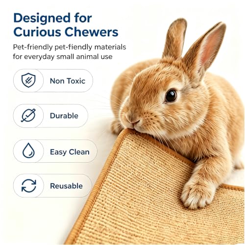 Rabbit Cooling Mat 2 Pack, 11.8x15.74in/30x40cm | With Chew Toy, Breathable Small Animal Bed, For Rabbits, Guinea Pigs & Hamsters, Non Toxic, Chew Resistant - size: 30x40cm