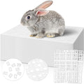 BBTO 24 Pieces Plastic Rabbit Cage Mat Durable Rabbit Feet Pad Small Animal Feet Pad Cage Resting Mat with a Convenient Connectors, Bunny Pads for Easy Cleaning for Bunny Rat Guinea Cats(White) - color: White