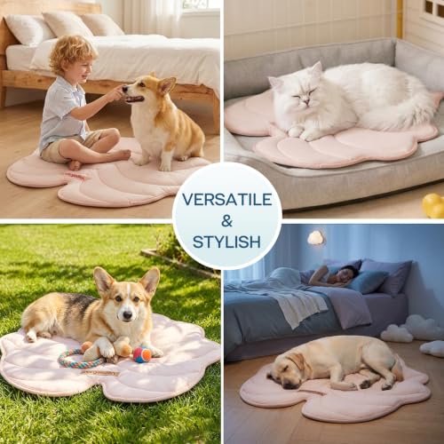 Dog Cooling Mat Washable Pet Cooling Mat, Self Cooling Mat for Dogs Large | 35" x 33", Thick Portable Foldable Cooling Pad for Indoor Outdoor, Crate, Travel, Camping and Beach - color: Light Pink, size: Medium