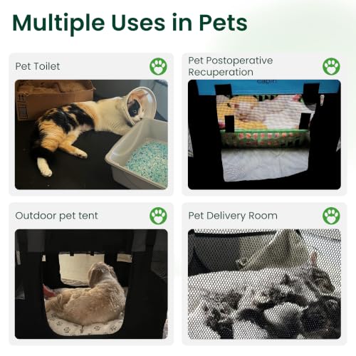 Love's cabin Pet Puppy Dog Playpen, Small Dog Tent Crates Cage Indoor/Outdoor, Portable Exercise Playpen for Cat, Foldable Pop Up Dog Kennel Playpen with Carring Case (S, Gray Green) - color: Gray green, style: Small