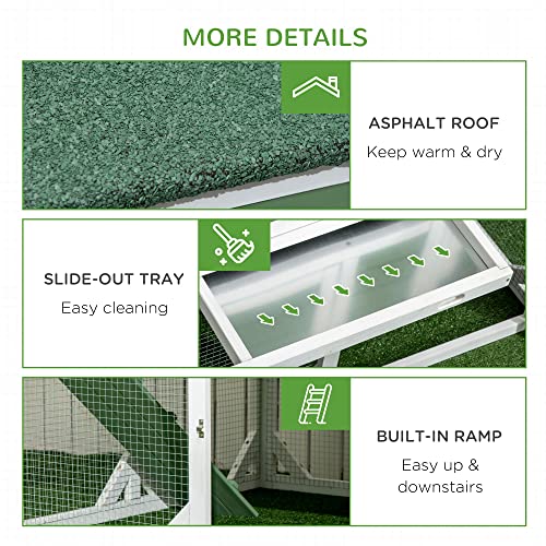 PawHut 49" Small Chicken Coop Hen House with Garden Space 2-4 Birds Green | Chicken House Outdoor Run Cage with Weather Protection