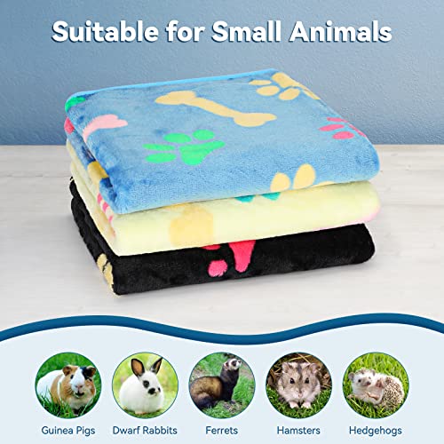 YUEPET 3 Pack Waterproof Guinea Pig Blankets, Fleece Cage Liners, M | Guinea Pig Fleece Cage Liners, Waterproof Backing, Machine Washable, Soft Fleece bunny blanket, 35 x 24 in - color: Blue+yellow+black, size: M-35"×24"