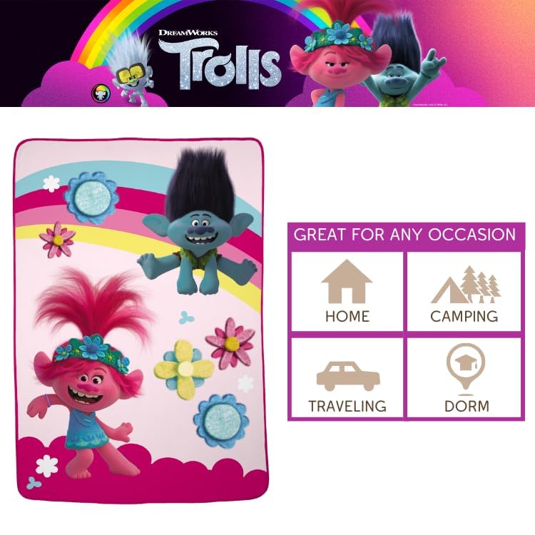 DreamWorks Trolls 2 Kids Bedding Super Soft Plush Micro Raschel Blanket, 62 in x 90 in, (Officially Licensed Product) By Franco - color: Trolls 2, size: 62 in x 90 in