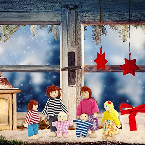 ONEST 15 Pieces Wooden Dollhouse Family Set Mini People Figures Sets Dollhouse Dolls Wooden Doll Family Pretend Play Figures Accessories for Pretend Doll House Toy - style: Cute Style