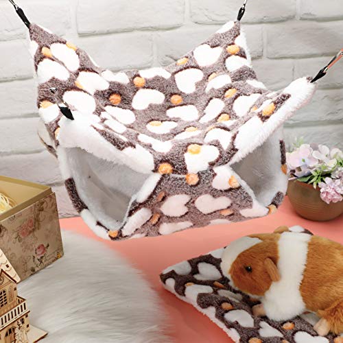 Boao 2 Pieces Hamster Hammock Hanging Pet Hammock Warm Bed House for Small Parrot Small Rat Sugar Glider Hamster Playing