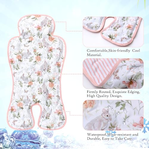 Gel Car Seat Cooler Pad,1pack Double Sides-Universal Baby Stroller Ice Cushion Cooler Mat,Summer Cooling Seat Liner,Multifunctional Suitable for Baby Dining Chair,Child Safety Seat (Rabbit+Flower) - color: Rabbit+Flower