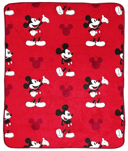 Jay Franco Disney Mickey Mouse Plush Throw Blanket - Measures 50 x 60 Inches - Kids Super Soft Red Fleece Bedding - color: Red - Mickey Mouse