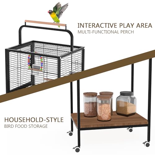 Bird Wrought Iron Cage, Home Style Detachable Travel Birdcage for Small and Medium Birds Parrots Lovebird Conures Cockatiel,Black,52-Inch