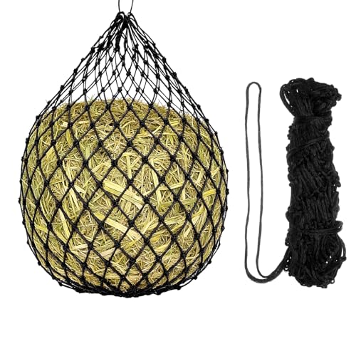 Slow Feeder Hay Net, 40" Length 2" Holes Strong Load-Bearing, Nylon Slow Feed Bag Hay Feeder, (Black, 1 Pcs), Intended for Horses/Goats/Trailer/Stall - color: Black