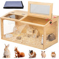 Hamster Cage 40" Chewproof Wooden, 270° View Acrylic Pet Habitat | Panoramic Large Habitat, Bite-Proof Mesh & Top Dual Access Doors, for Syrian/Dwarf Hamsters, Guinea Pigs, Chinchillas - size: 40.0"L x 20.0"W x 20.0"H