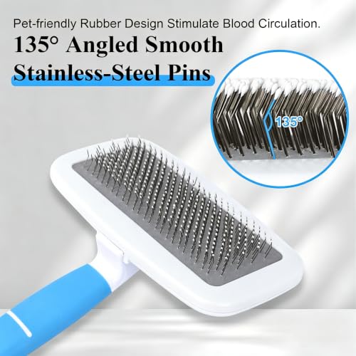 French Bulldog Brush with Rounded Tip | Skin Friendly,with Small Comb for Effectively Remove Tangles, Knots and Mats,Essential French Bulldog Accessory