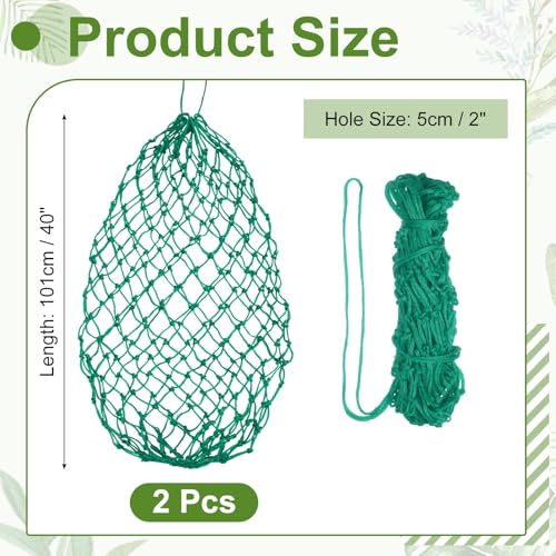 Slow Feeder Hay Net, 40" Length 2" Holes Strong Load-Bearing, Nylon Slow Feed Bag Hay Feeder, (Cyan, 2 Pcs), Intended for Horses/Goats/Trailer/Stall - color: Cyan