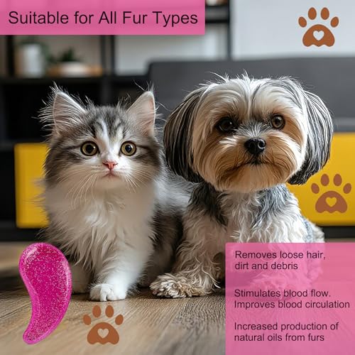 Puppy Brush, Soft Dog Brush for Grooming, Puppy Hair Remover Brush Comb, Grooming Tool for Poodles,Teddy, Yorkies, Maltese, Shih Tzu, Chihuahua, Starry Pink - color: Starry Pink
