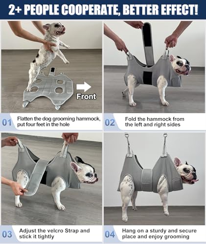 Kkiimatt Dog Grooming Hammock Harness, M Size Grooming Sling Restraint for Nail Trim, Silver Gray Holder Hanger for Grooming with Thick Neck Support - size: M (45 LB Max) Silver Grey 8-15in