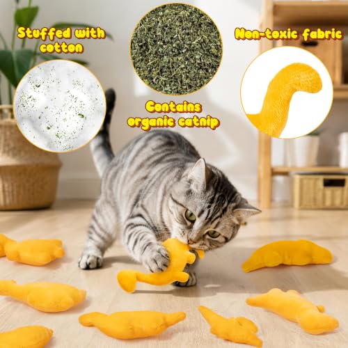 8Pcs Dino Nuggets Catnip Toys for Cat, Interactive Catmint Cat Toy Gift | Soft Cotton, Durable for Chew Kick, Catnip Filled Dinosaur Chicken Nugget Indoor Kitten for Boredom Exercise Play - style: Dino Nuggets (8 pieces)