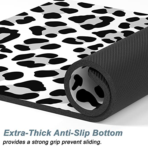 Rnivvi Dog Food Mat, 12" x 19" Leopard Absorbent Dog Cat Bowl Mat for Food and Water, Cute Anti-Slip Rubber Pet Feeding Rug Protect Floors, Puppy Placemat for Feeding & Watering Supplies, Leopard - color: White Leopard, size: 12"x19" (Regular)