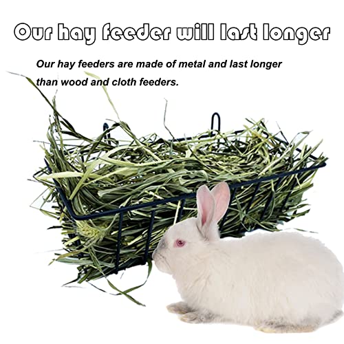 Rabbit Hay Feeder Rack Guinea Pig Hay Dispenser for Cage Hanging Metal Feeder Small Animals Hay Holder Manger for Rabbits Guinea Pigs Chinchillas Ferrets (Black - 2 in a Group)