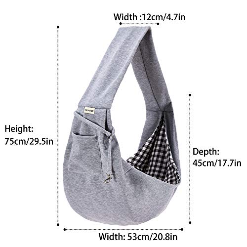 FDJASGY Small Pet Sling Carrier-Hands Free Reversible Pet Papoose Bag Tote Bag with a Pocket Safety Belt Dog Cat for Outdoor Travel Charcoal Gray - color: Charcoal Gray