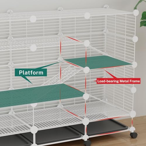 STILLCOVE 5-Tier Guinea Pig Cages Indoor: Small Animal Playpen with Trays | with Platforms and Ramps, Universal Wheels, C&C Pet Enclosure for Rabbit, Bunny, Hamster, Rat, Chinchilla, Hedgehog, Rodent - size: 42.9" x 14.6" x 40.9"