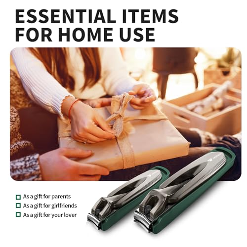 Nail Clippers for Men with Catcher, 2-Pack Large & Small Anti-Splash Nail Clippers for Fingernails & Toenails, Sharp Stainless Steel Heavy-Duty Self-Collecting Nail Cutter for Men Women - style: Big & Small