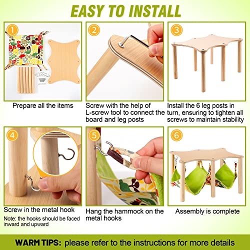Guinea Pigs Hammock with Natural Wooden Stand- Large Hanging Hammock Bed for Piggies Chinchilla Hamster Bunny Ferrets Hiding Sleeping - size: 15.7in L * 11.8in W * 9.5in H