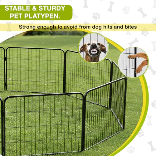 BestPet Dog Playpen 24 Inch 12 Panels Heavy Duty Metal Pet Exercise Pen Without Door Indoor Outdoor Fence Panels Anti-Skid Expandable Design - style: 12 panels-without door